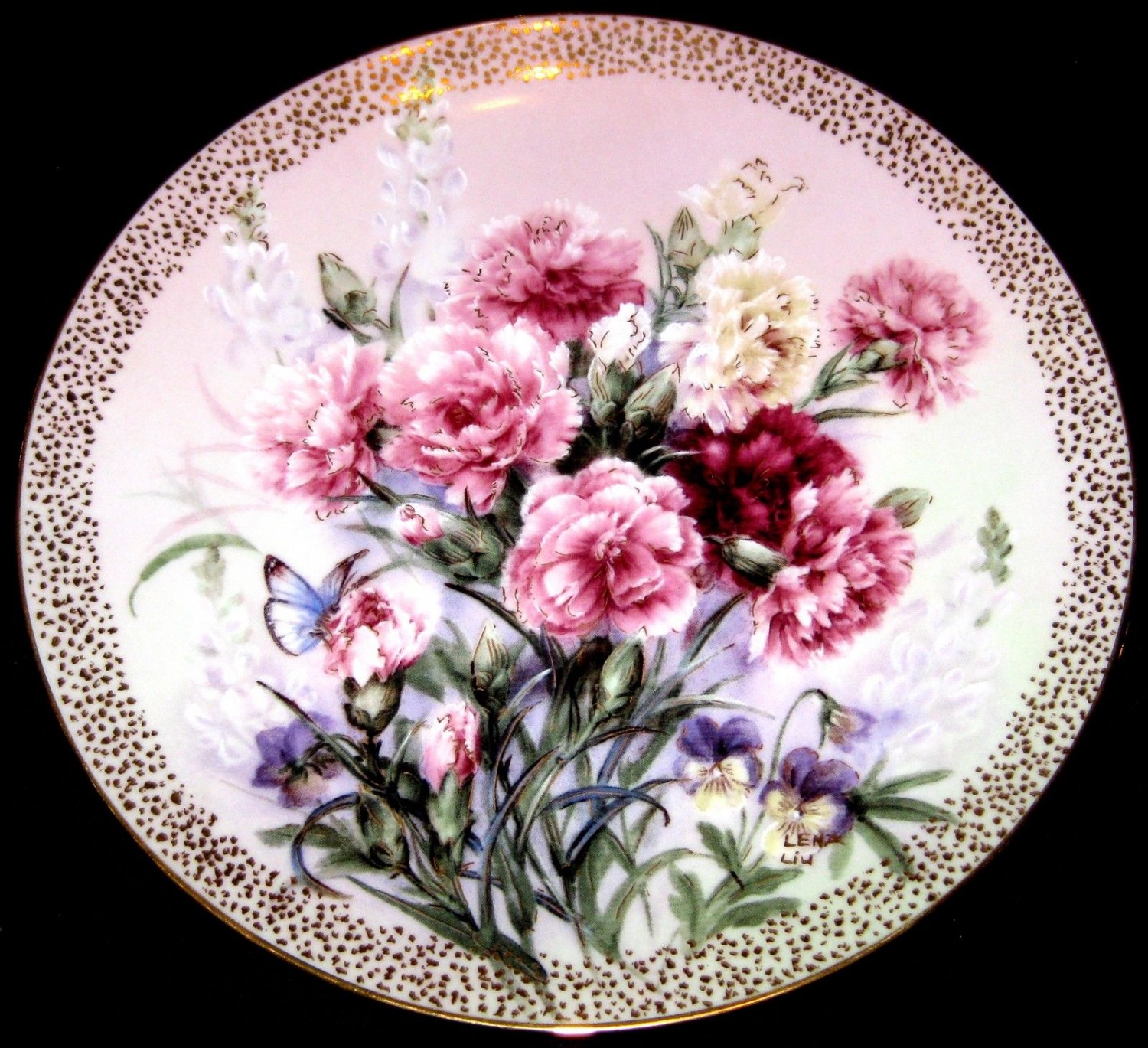 Carnation Serenade by Lena Liu /Symphony of Shimmering Beauty 1992-Plate # 4022A
